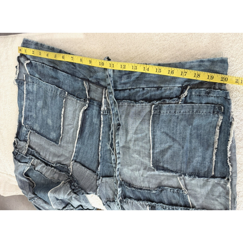 NWT Jaded Gypsy Distressed Patchwork Denim Tencel tiered Palazzo Pants Size L/X - Picture 5 of 16